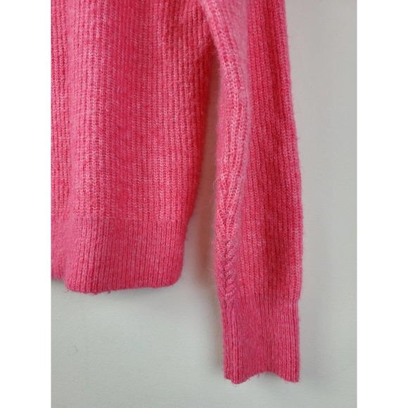 Open Edit‎ Small Pullover Sweater Ribbed Knit Women Hot Pink Barbie Crew Neck - Picture 2 of 9